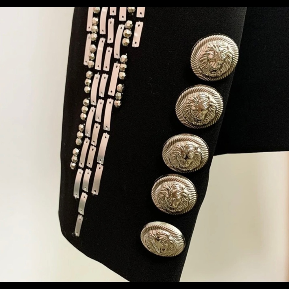 Double Breasted Black & Silver Blazer - Picture 5 of 6